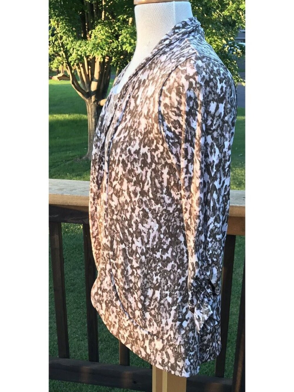 Chico's Easywear Twin 2 PC Set Jacket Size 0/1 Shell Slinky Leopard Brown Pink - Picture 11 of 12